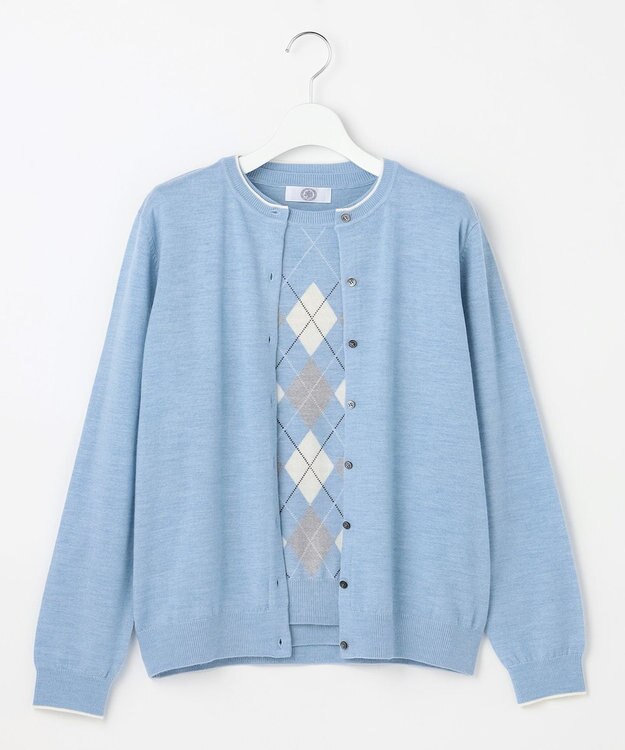 J.PRESS LADIES アーガイル ツイン ニット ソフトブルー系