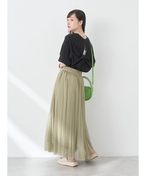 earth music&ecology バックスリットねじりチュニックＴ Black