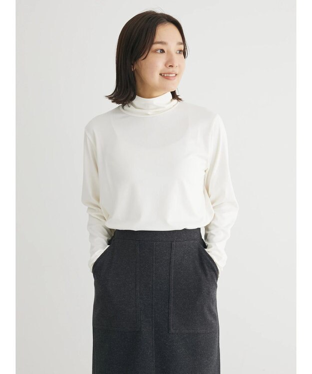 Green Parks 吸湿発熱タートルカットソー Off White