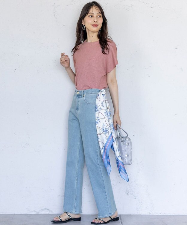 ANY SIS 【接触冷感・UVカット・洗える】ビューティクール フレンチ ニットＴ ピンクラメ