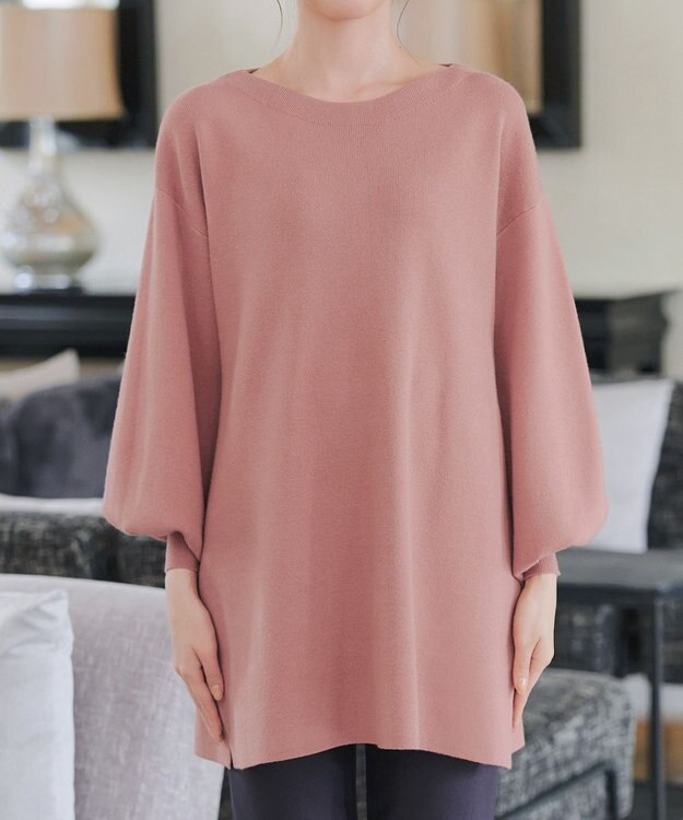Tiaclasse L 【安田美沙子さん着用・洗える】ボリュームパフスリーブニットチュニック ピンク
