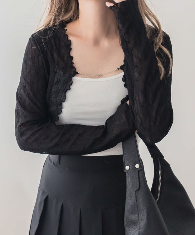 WEGO 【２点セット】アンサンブルレースカーデ ブラック