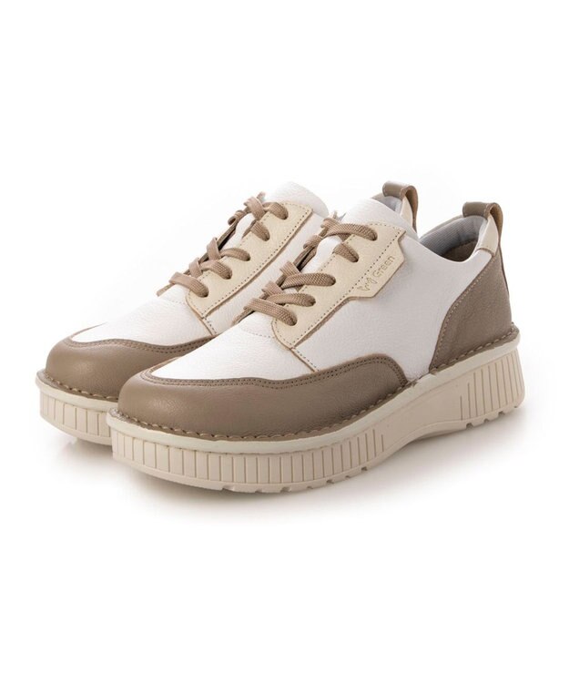 ing <ing>【サスティナブル】厚底レースアップスニーカー オークコンビ