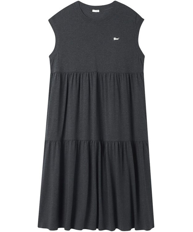 tsumori chisato SLEEP ツモリチサト ワンピース 綿混ベア天竺素材(本体) 1分袖 半袖 ロング丈 レディース UNT125/ワコール ブラック