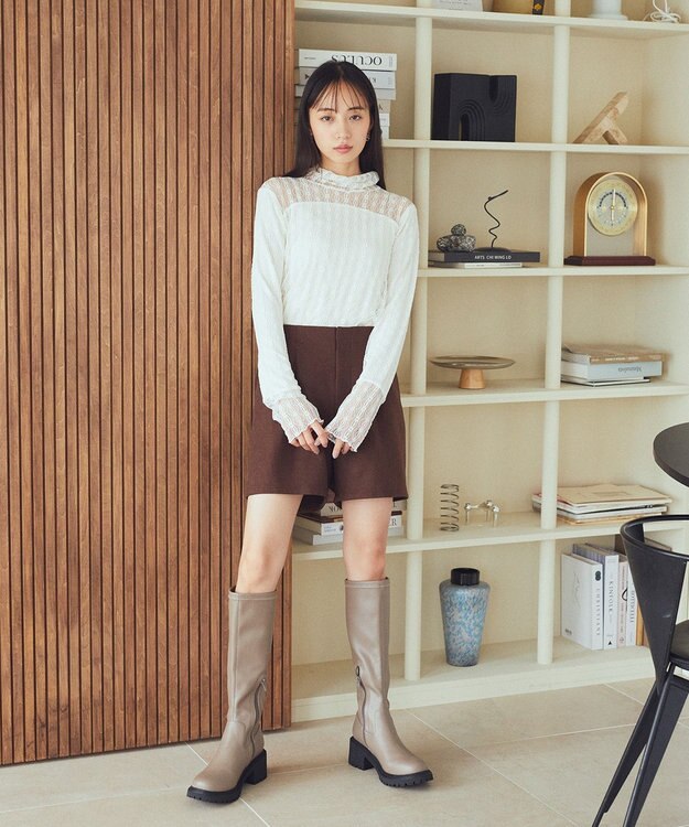 earth music&ecology あったかレースプルオーバー Ivory