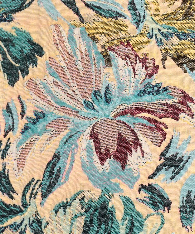 GRACE CONTINENTAL フラワージャガードノーカラージャケット イエロー