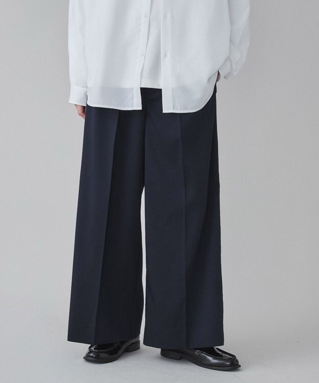WEGO 【ユニセックス着用ITEM】ワイドストレートスラックス ネイビー