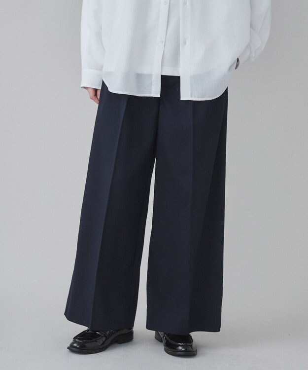 WEGO 【ユニセックス着用ITEM】ワイドストレートスラックス ネイビー