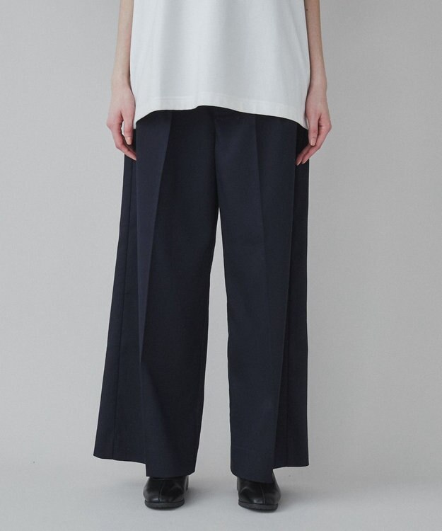 WEGO 【ユニセックス着用ITEM】ワイドストレートスラックス ネイビー