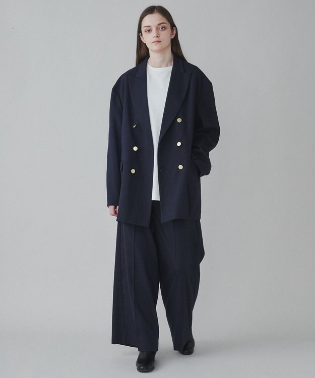 WEGO 【ユニセックス着用ITEM】ワイドストレートスラックス ネイビー