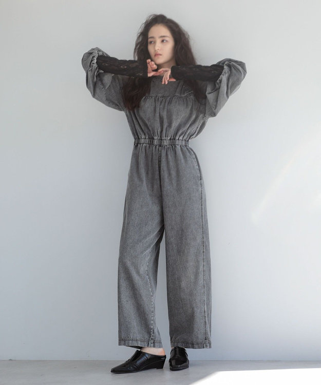 Green Parks ■ＥＳＣＡＲ　シャーリングデニムオールインワン Gray