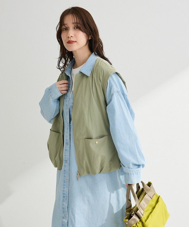 Green Parks ナイロンバルーンベスト Khaki