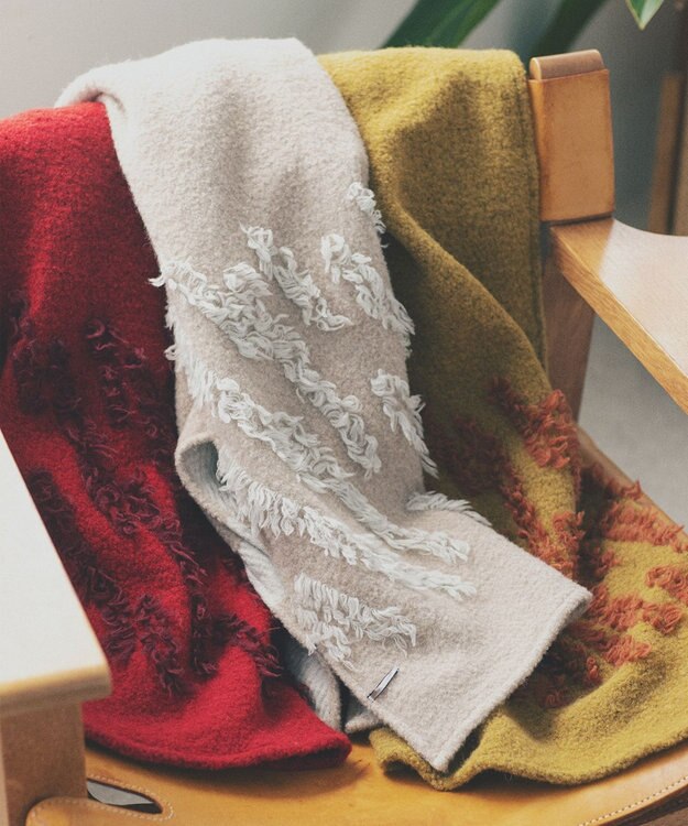 POLS ジャガード織 ウールカットジャガード　ストール イエロー