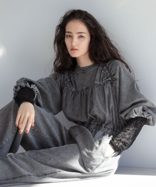 Green Parks ■ＥＳＣＡＲ　シャーリングデニムオールインワン Gray