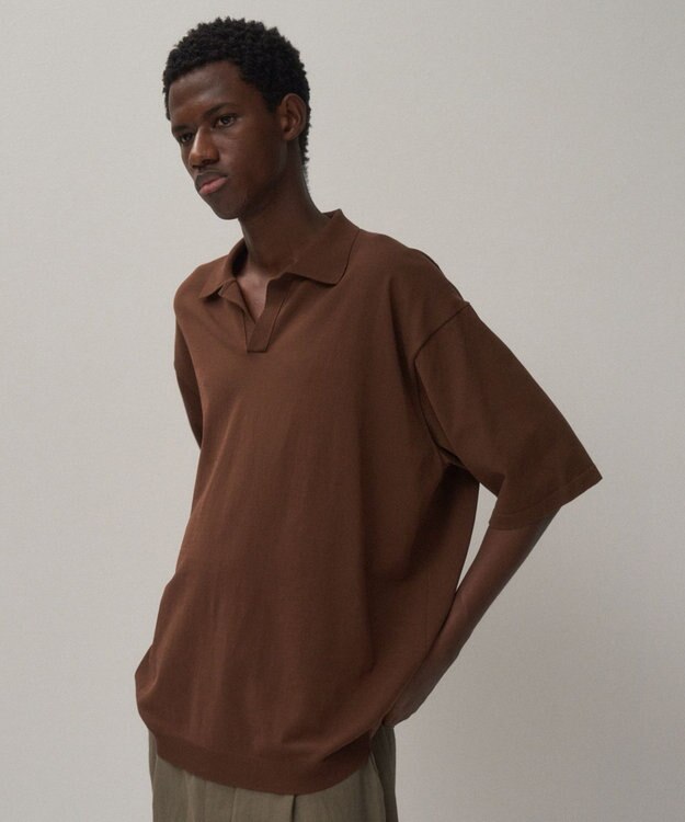 ATON FINE ICE COTTON | スキッパーポロセーター - UNISEX CAMEL