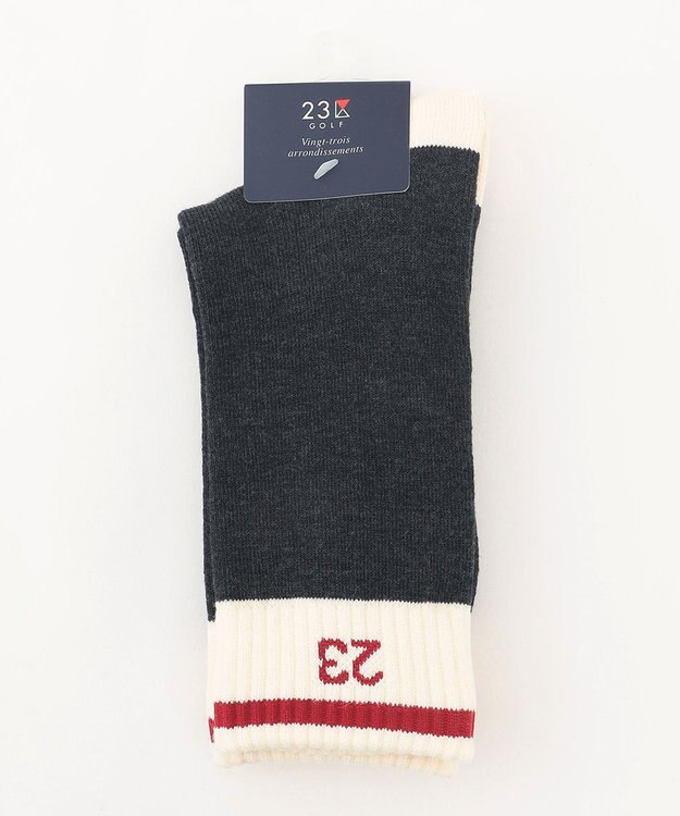 23区GOLF 【MEN】【日本製】バイカラー レギュラーソックス グレー系