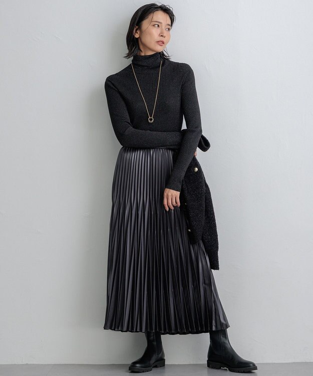 23区 【洗える】シアーラメタートル ニット ブラック系