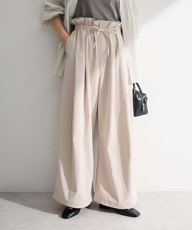 Green Parks ウエストフリルワイドコクーンパンツ Light Beige