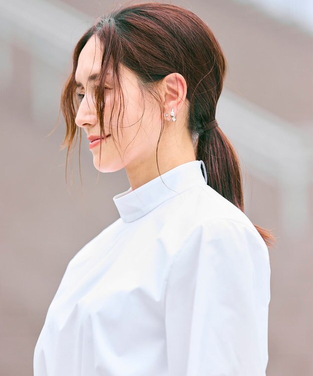 #Newans 【洗濯機可】ステッチデザインリボンタイブラウス ホワイト