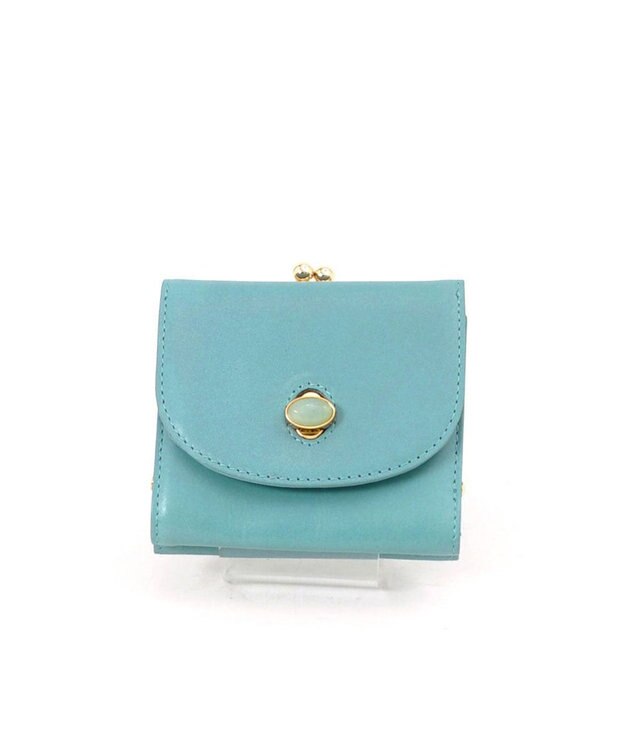 UNBILLION ペルケ perche ジェムストーンヒネリかぶせ三つ折りミニ財布 サックスブルー