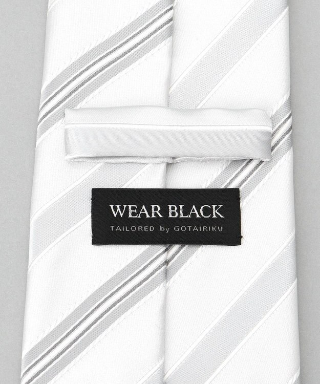GOTAIRIKU 【WEAR BLACK】フォーマル用_ストライプ ネクタイ ホワイト系1