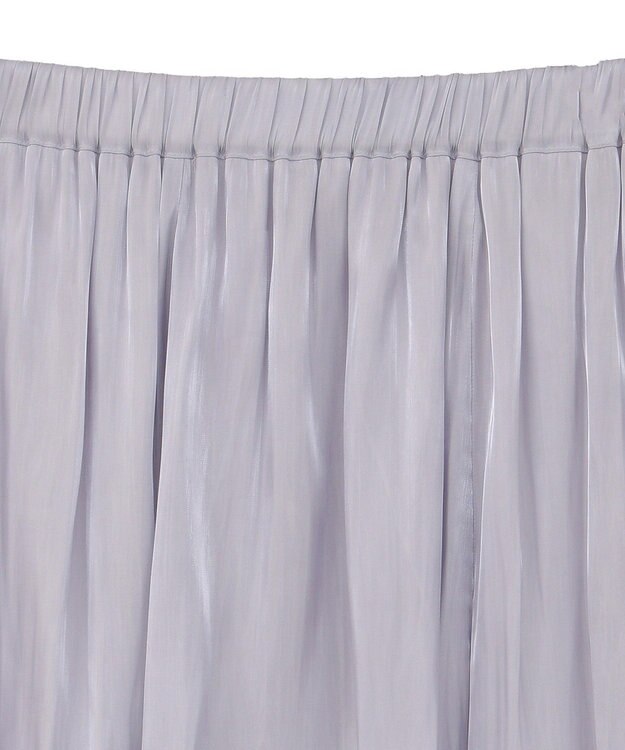 Green Parks シャイニーサテンセルフプリーツギャザーフレアスカート Gray