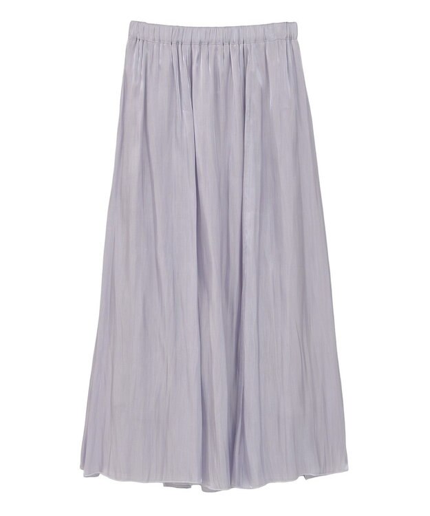 Green Parks シャイニーサテンセルフプリーツギャザーフレアスカート Gray