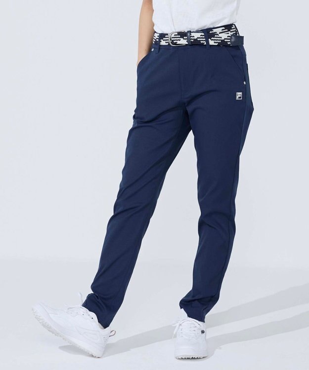 FILA GOLF／marie claire 【FILA GOLF】 ウェストロゴジャガードゴムツイルロングパンツ ネイビー
