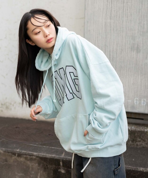 WEGO 【ユニセックス着用ITEM】ピグメントOMGプルパーカー サックス