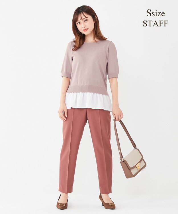 ANY SIS 【洗える】シャツテール ニットＴシャツ ローズグレー