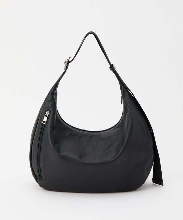 russet ≪ショルダーバッグ人気NO.1モデル≫ソフトレザーラウンドビッグショルダーバッグ(CE-1325-WEB) Black2（シルバー金具）