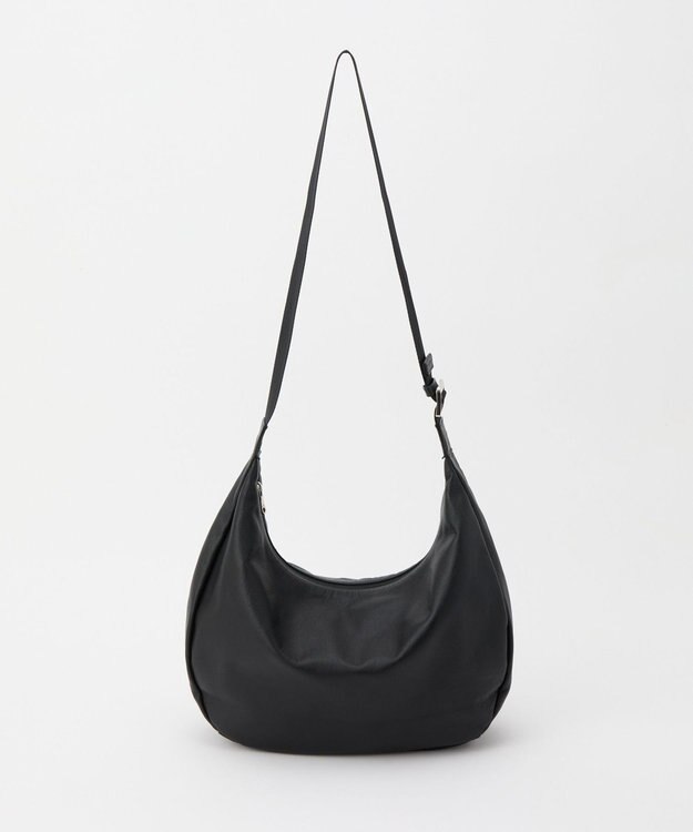 russet ≪ショルダーバッグ人気NO.1モデル≫ソフトレザーラウンドビッグショルダーバッグ(CE-1325-WEB) Black2（シルバー金具）