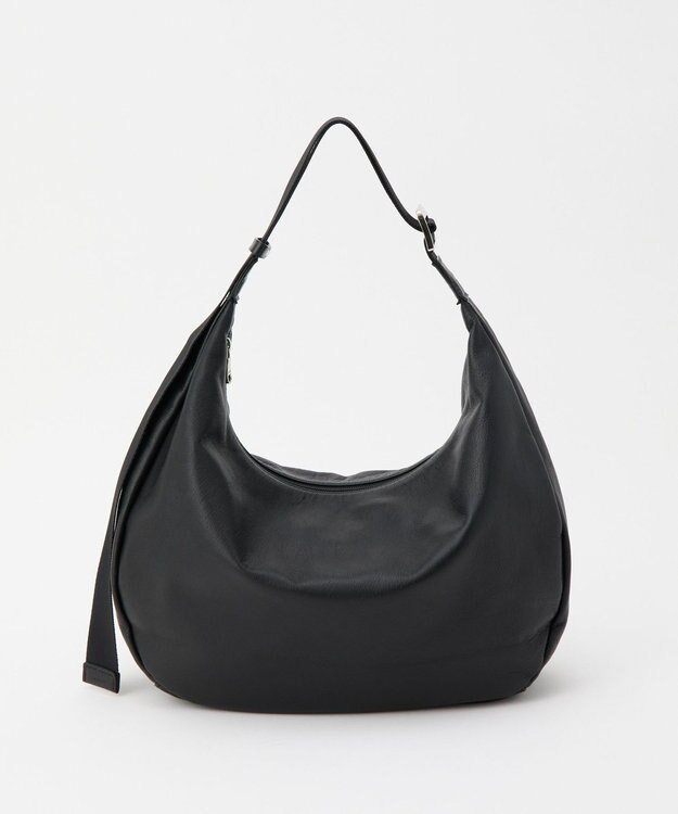 russet ≪ショルダーバッグ人気NO.1モデル≫ソフトレザーラウンドビッグショルダーバッグ(CE-1325-WEB) Black2（シルバー金具）