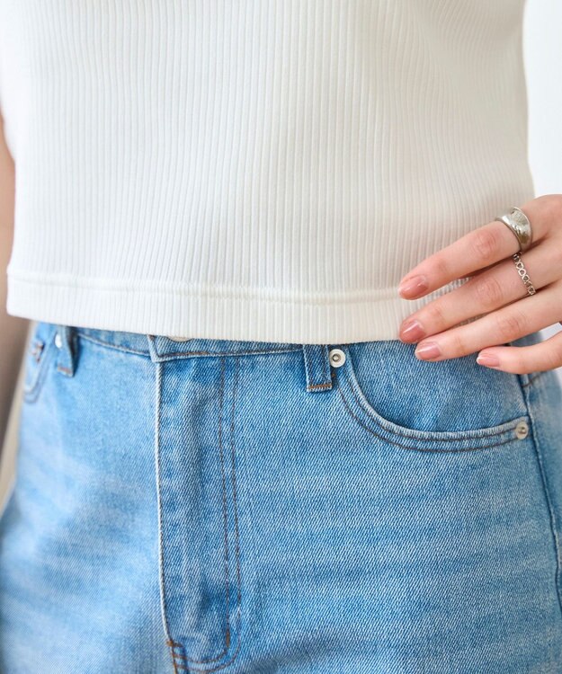 WEGO 【洗える/SML】コンパクトリブT ホワイト