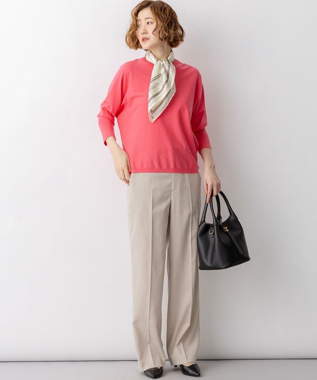 23区 L 【先行予約】ネオコンフォートストレッチ ドルマン ニット コーラル系