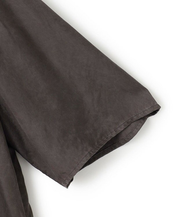 ICB 【洗える】 キュプラピグメントクロス ブラウス チャコール系