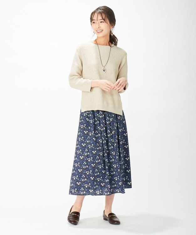 J.PRESS LADIES L 【洗える】コットン地柄 ニット ベージュ