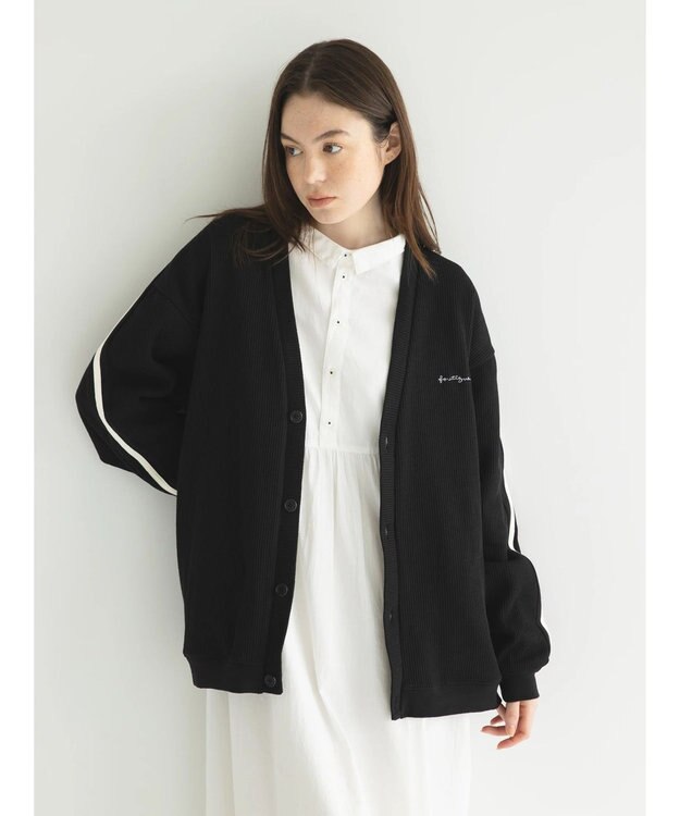 CRAFT STANDARD BOUTIQUE 【リサイクル】ラインカーディガン Black