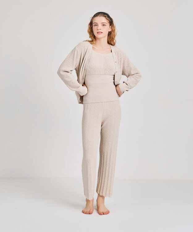 une nana cool とろみ素材がここちよいハラマキ付きロングボトム　ｍｏｉ　ｒｏｏｍ（モアルーム） ベージュ