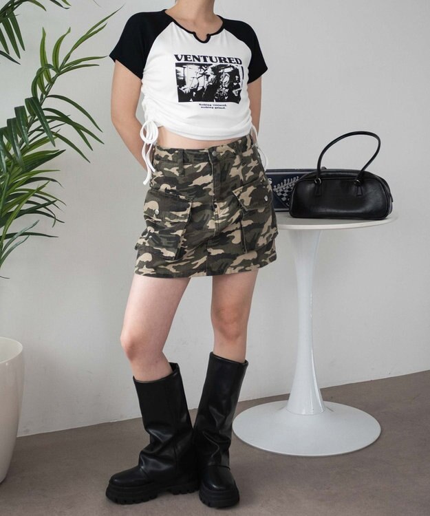 WEGO キーネックサイドレースアップちびT 柄1