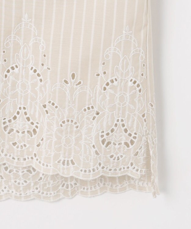 自由区 L エンブロイダリーブロードバンドカラー ブラウス フラックス×オフ