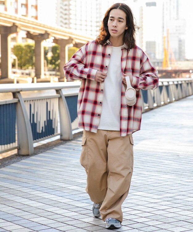 WEGO オンブレチェックシャツ レッドチェック1