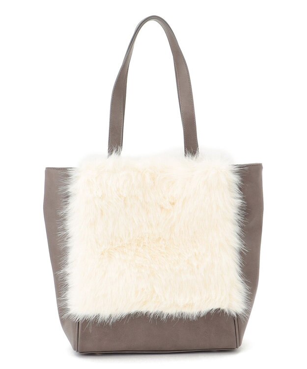 23区 ファーコンビ トートバッグ アイボリー系