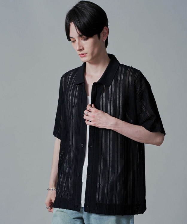 WEGO 【２点SET】アンサンブルシアーシャツ（SS） ブラック