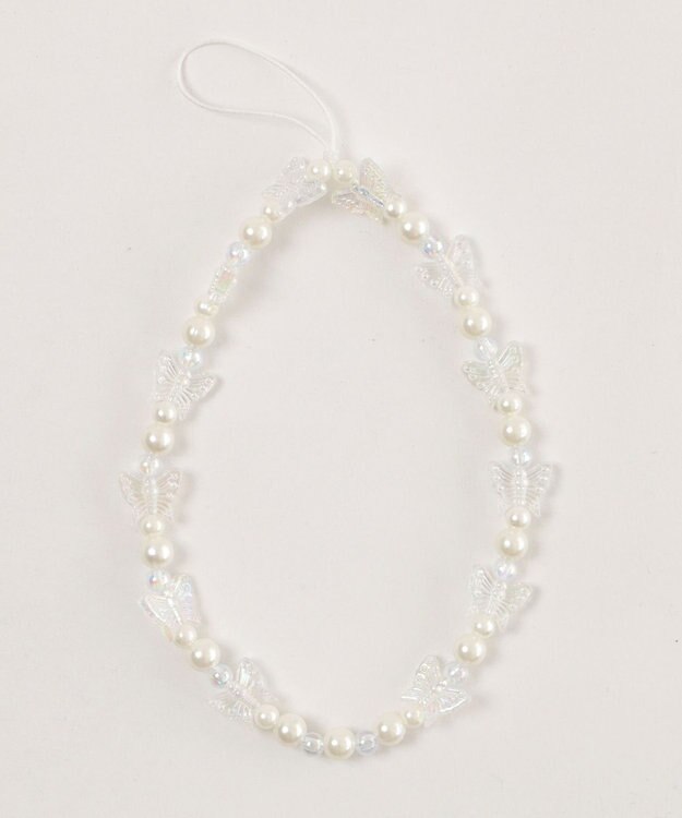 WEGO ビーズストラップキーホルダーJ ホワイト