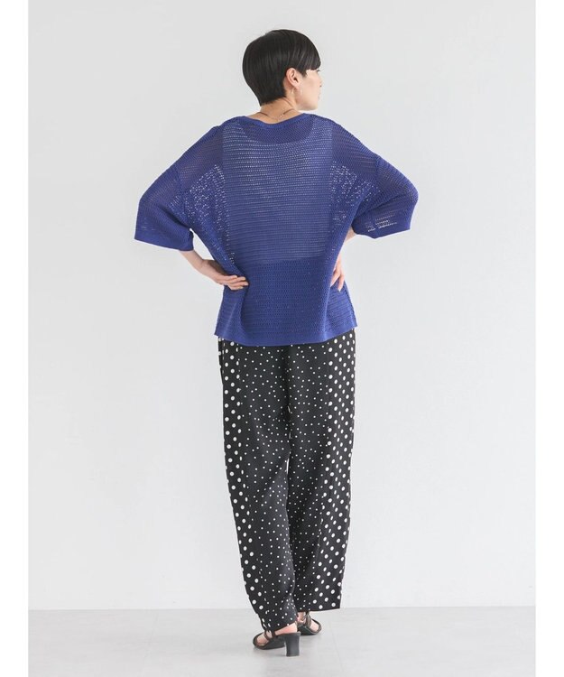 AMERICAN HOLIC 透かし編み半袖ニットプルオーバー Blue