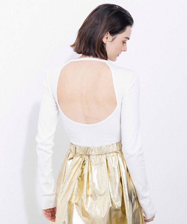 NAVE 【Nave・洗える/ストレッチ素材】ボディスーツ ロングスリーブ ホワイト系