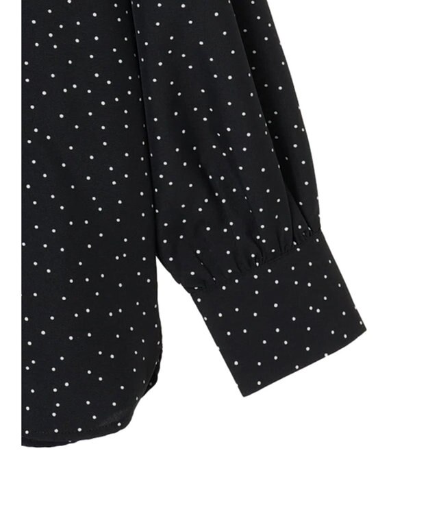Green Parks ＢＰ　ケア楽　スタンドフリルブラウス Dot Black