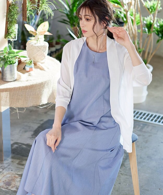 Tiaclasse 【洗える】裾フレアAラインワンピース ブルー