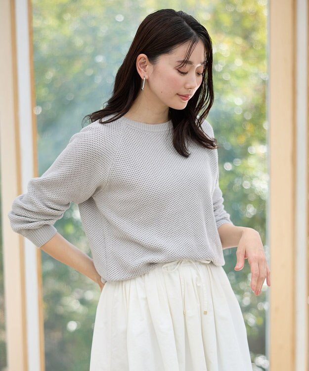 ANY 【手洗い可/UVカット】シャイニーコットンニット グレー